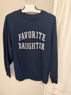 Favorite Daughter Navy Blue Pullover Sweatshirt with White Lettering